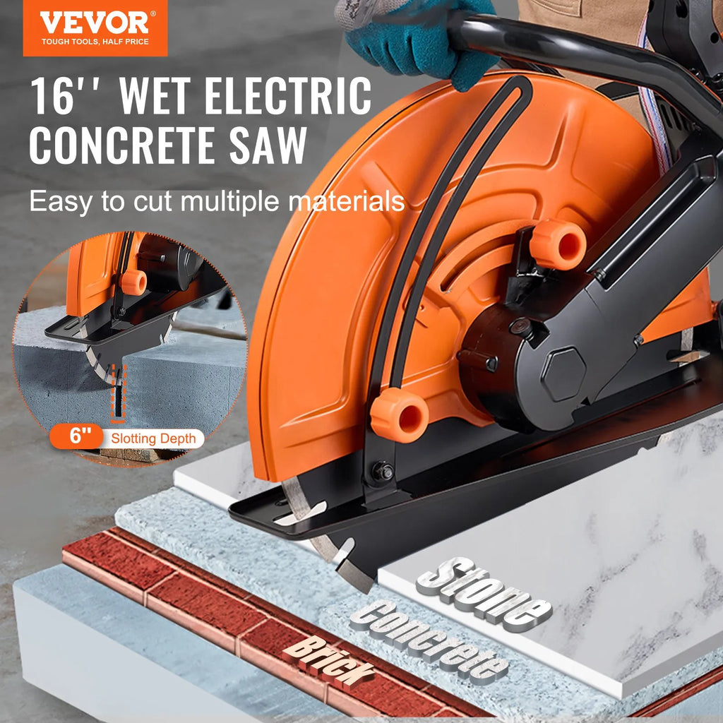 VEVOR Scie à Béton Électrique 406 mm 3500 W Profondeur de Coupe 152 mm
