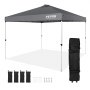 VEVOR Tonnelle Pop-up 304,8x304,8 cm Tonnelle Auvent Jardin Bâche Enduit Argenté PU 250D Sac à Roulettes Portable 4 Sacs Sable Abri Solaire Imperméable