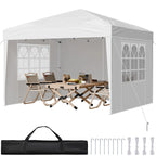 Offres VEVOR Tonnelle Pop-up, 2,95x2,95 m, Gazebo Auvent Escamotable Instantané Portable, avec Parois Latérales, Fenêtres Ventilées, Facile à Monter, Abri Solaire Extérieur pour Événements, Jardin, Blanc