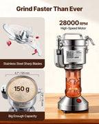 VEVOR Moulin à Épices Électrique 150 g, Broyeur à Grains Commercial 850 W Haute Vitesse