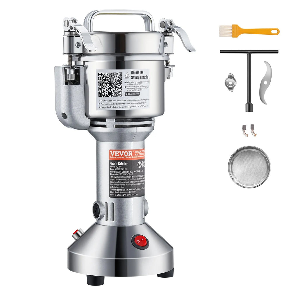 VEVOR Moulin à Épices Électrique 150 g, Broyeur à Grains Commercial 850 W Haute Vitesse