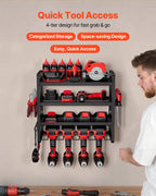 VEVOR Organiseur mural pour outils électriques, support de rangement à 4 niveaux avec 4 emplacements