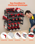 VEVOR Organiseur mural pour outils électriques, support de rangement à 4 niveaux avec 4 emplacements