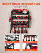 VEVOR Organiseur mural pour outils électriques, support de rangement à 4 niveaux avec 4 emplacements