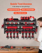VEVOR Organiseur mural pour outils électriques, support de rangement à 4 niveaux avec 8 emplacements