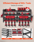 VEVOR Organiseur mural pour outils électriques, support de rangement à 4 niveaux avec 8 emplacements