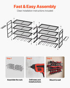 VEVOR Organiseur mural pour outils électriques, support de rangement à 4 niveaux avec 8 emplacements