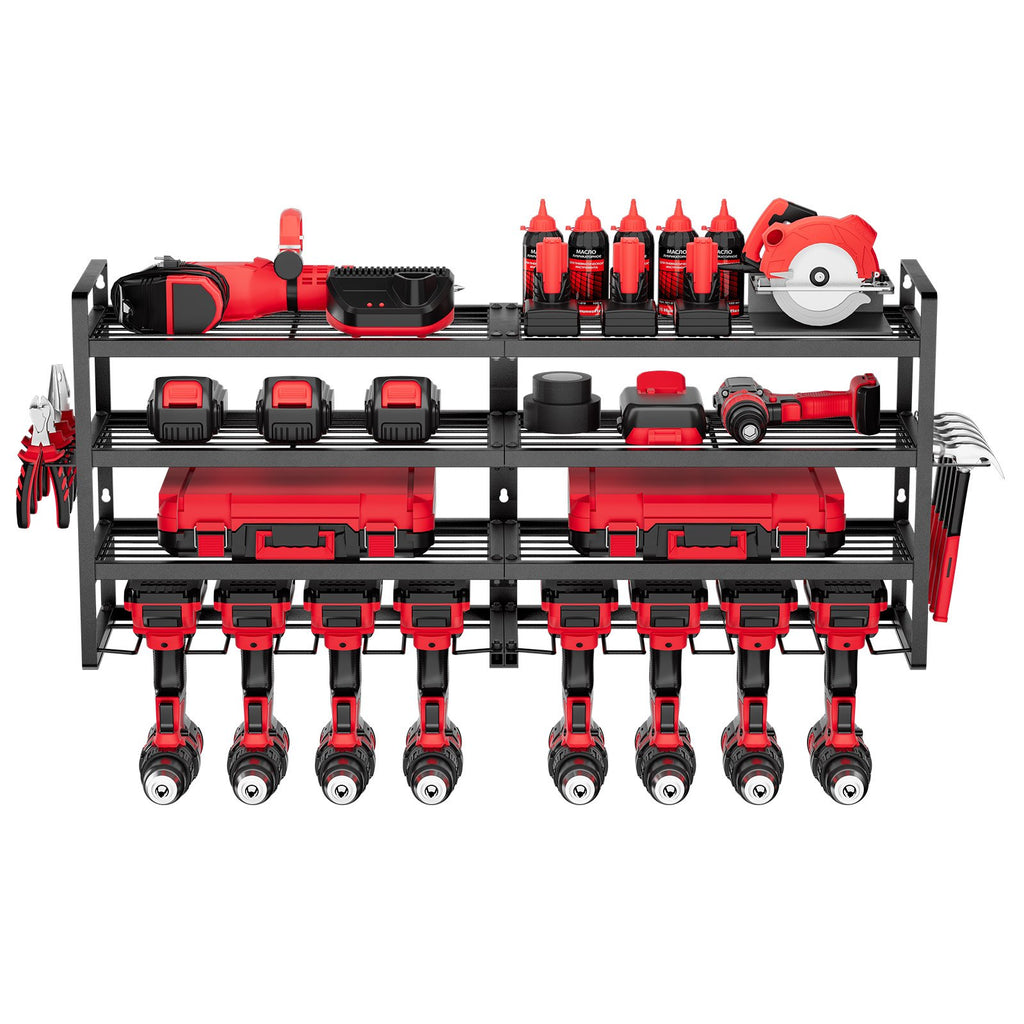 VEVOR Organiseur mural pour outils électriques, support de rangement à 4 niveaux avec 8 emplacements