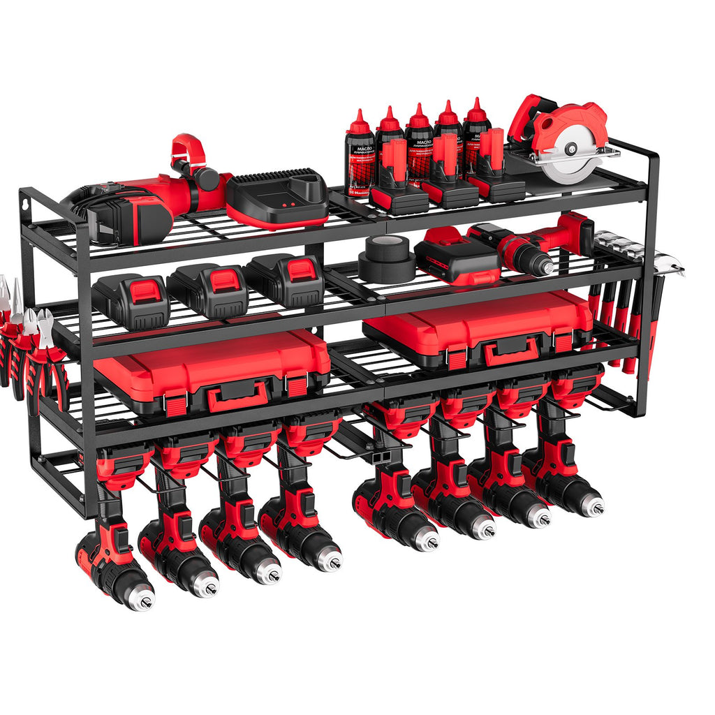 VEVOR Organiseur mural pour outils électriques, support de rangement à 4 niveaux avec 8 emplacements
