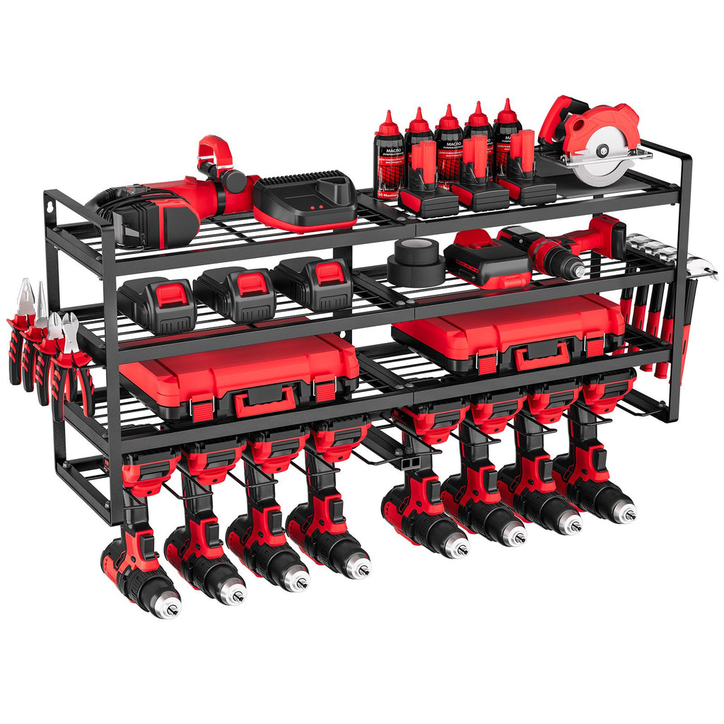 VEVOR Organiseur mural pour outils électriques, support de rangement à 4 niveaux avec 8 emplacements