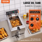 VEVOR Friteuse Commerciale 3000 W Friteuse à Bain d'Huile Électrique 9 L