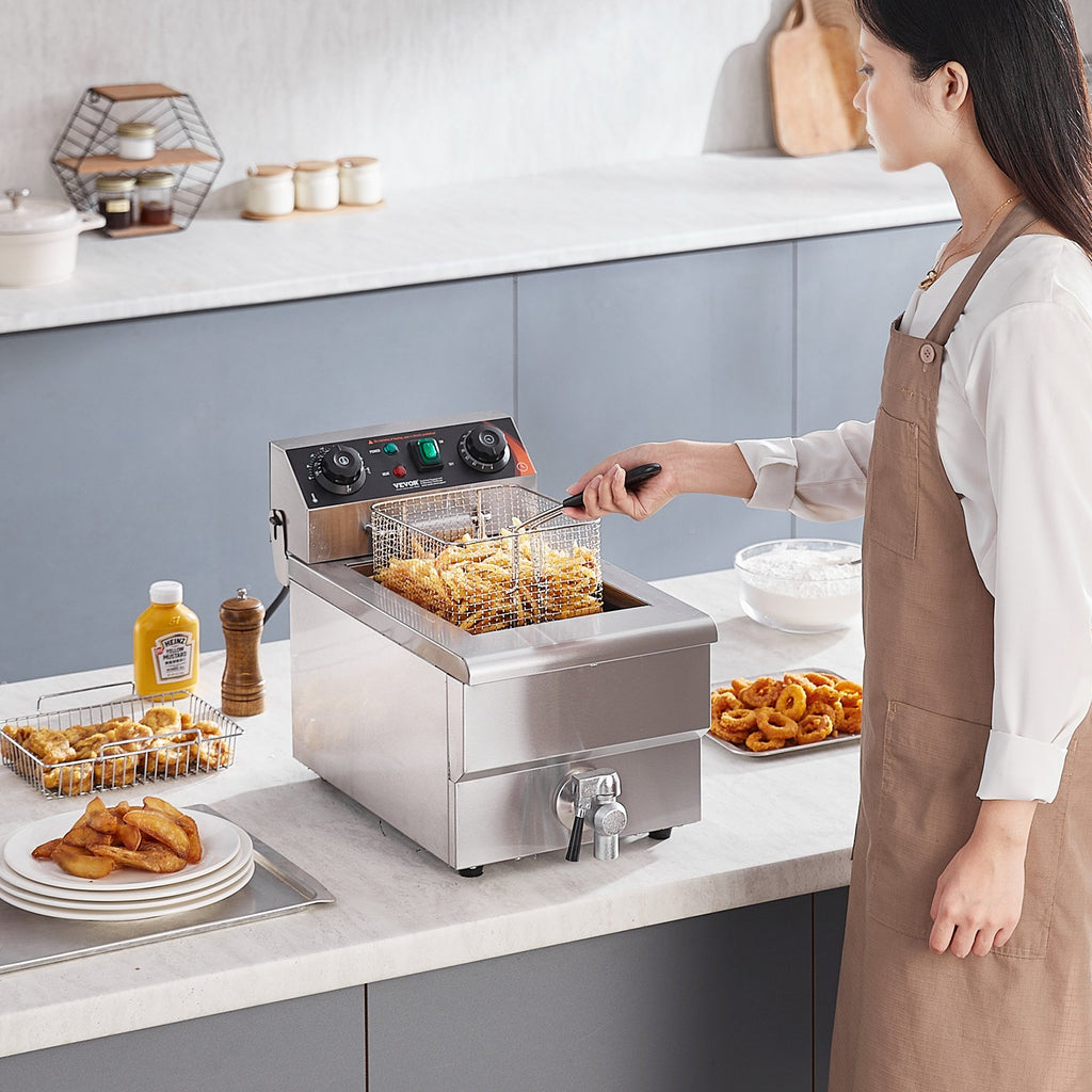 VEVOR Friteuse Commerciale 3000 W Friteuse à Bain d'Huile Électrique 9 L