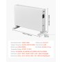 VEVOR Radiateur à Convection 2000 W Convecteur Électrique avec Télécommande, Chauffage d'Appoint à 3 Modes