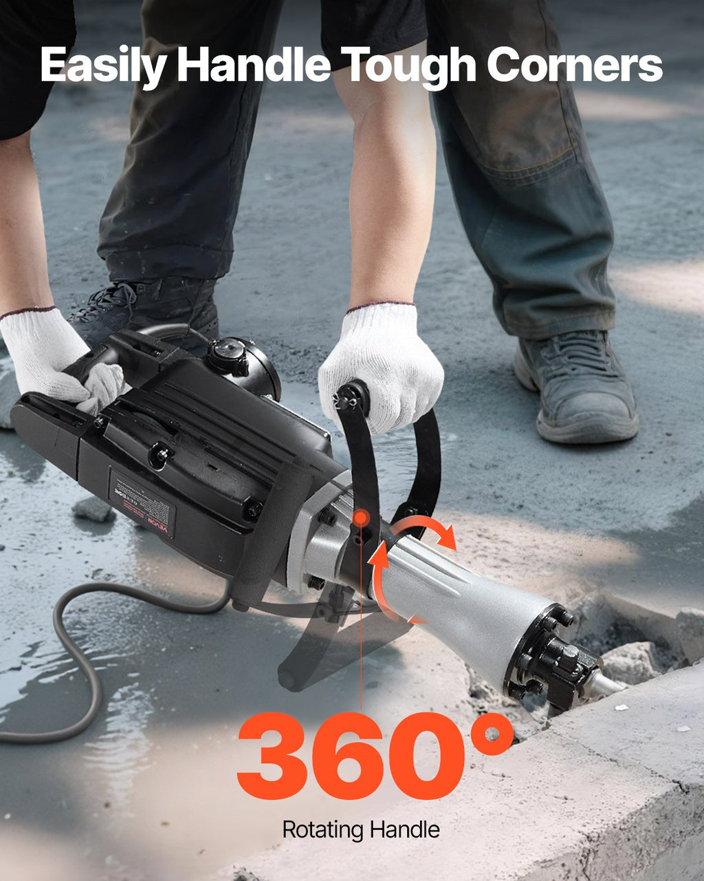 VEVOR Marteau Piqueur de Démolition 2800 W, Burineur Électrique 1200 BPM avec 3 Burins