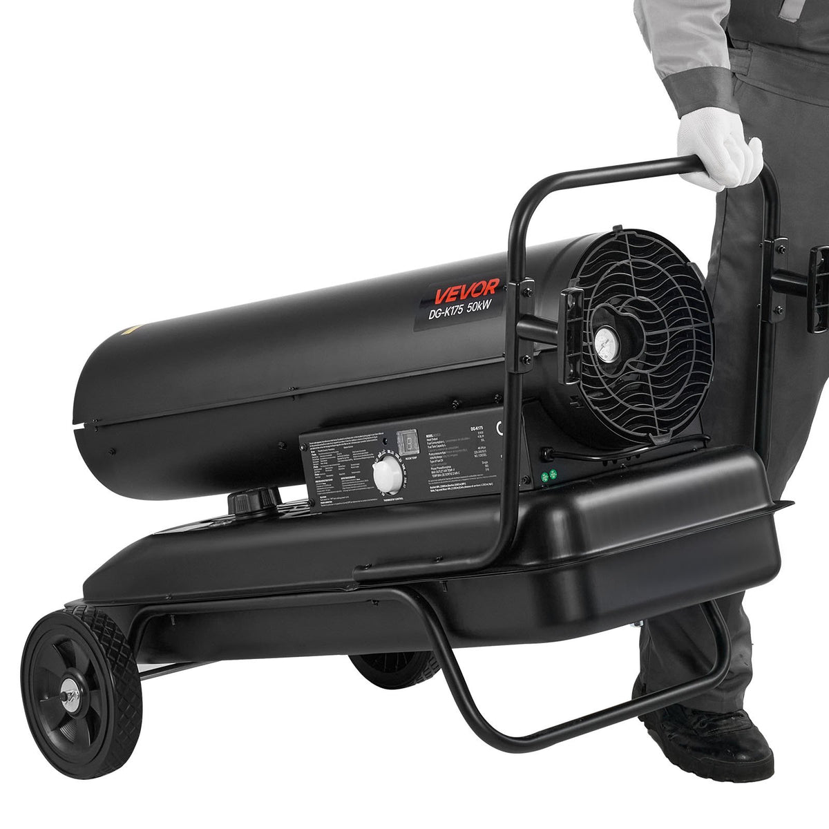 VEVOR Chauffage à Air Pulsé au Kérosène Diesel 50 kW, Chauffage d'Appoint sur Roues