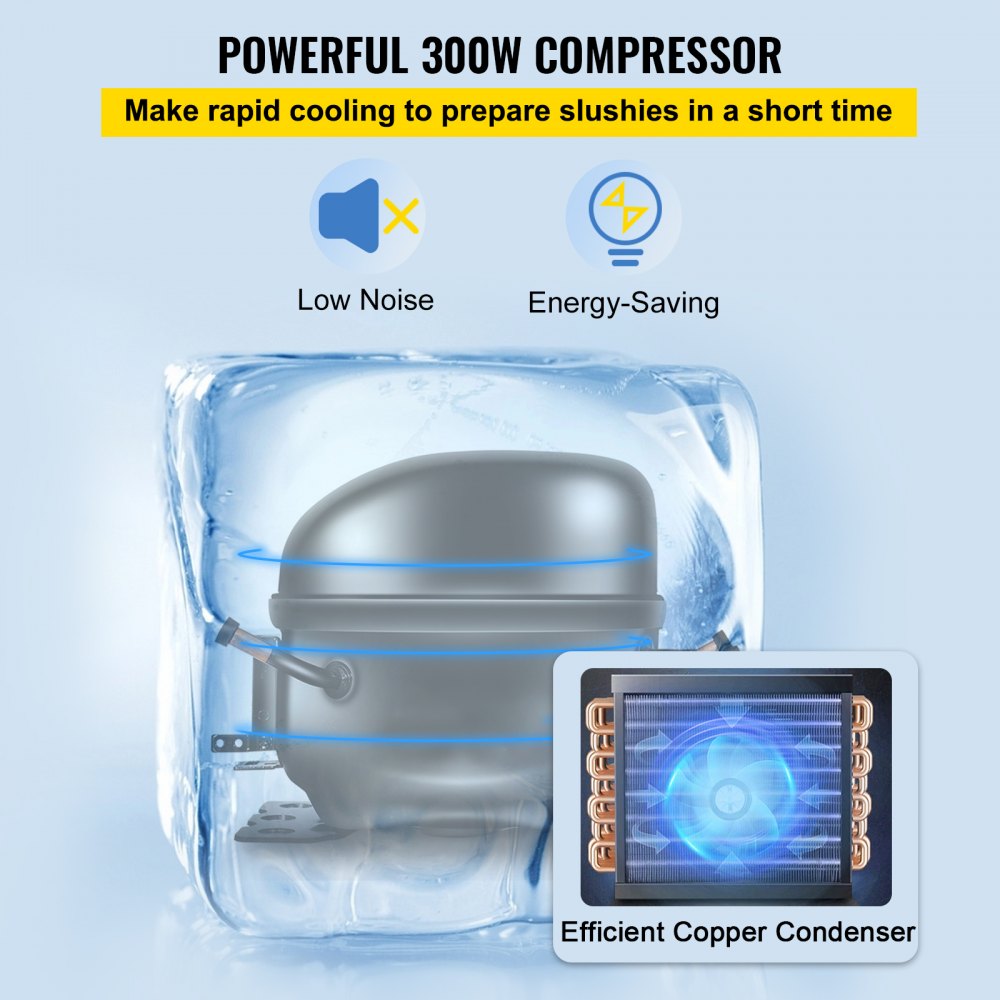VEVOR Machine à Granita 6 L Machine de Glace Fondue Réfrigération Efficace 300 W