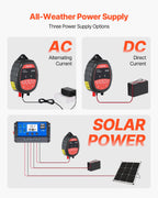 VEVOR Chargeur de Clôture Électrique, 1 J, Électrificateur de Clôture Électrique CA CC Solaire 10 kV