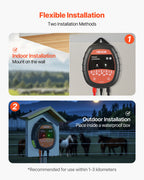 VEVOR Chargeur de Clôture Électrique, 1 J, Électrificateur de Clôture Électrique CA CC Solaire 10 kV