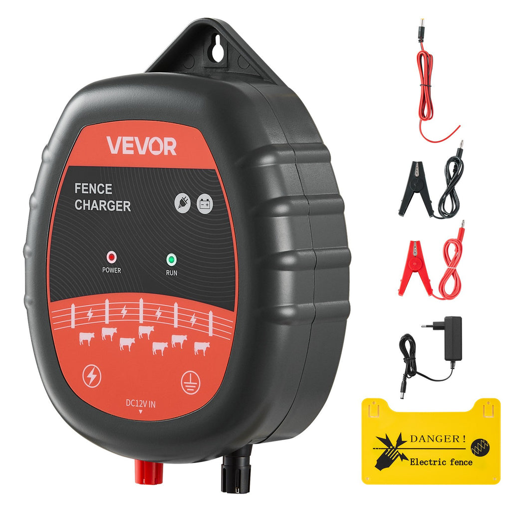 VEVOR Chargeur de Clôture Électrique, 1 J, Électrificateur de Clôture Électrique CA CC Solaire 10 kV
