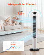VEVOR Ventilateur Colonne, 1017 mm, Ventilateur Tour Sol Oscillant 70° Silencieux Portable, 7 m/s, Vitesses Réglables, Minuterie 24 h