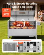 VEVOR Barbecue à Charbon Chargeant 60 kg, Barbecue Rôtissoire avec Roues Kit Tournebroche 38 W