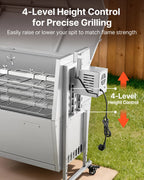 VEVOR Barbecue à Charbon Chargeant 60 kg, Barbecue Rôtissoire avec Roues Kit Tournebroche 38 W