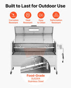 VEVOR Barbecue à Charbon Chargeant 60 kg, Barbecue Rôtissoire avec Roues Kit Tournebroche 38 W