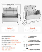VEVOR Barbecue à Charbon Chargeant 60 kg, Barbecue Rôtissoire avec Roues Kit Tournebroche 38 W