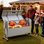 VEVOR Barbecue à Charbon Chargeant 60 kg, Barbecue Rôtissoire avec Roues Kit Tournebroche 38 W