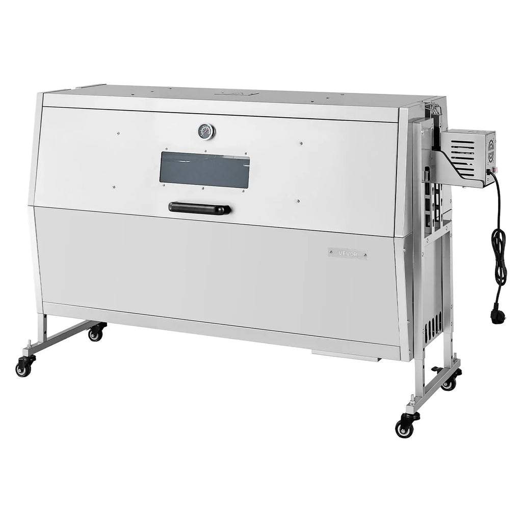 VEVOR Barbecue à Charbon Chargeant 60 kg, Barbecue Rôtissoire avec Roues Kit Tournebroche 38 W