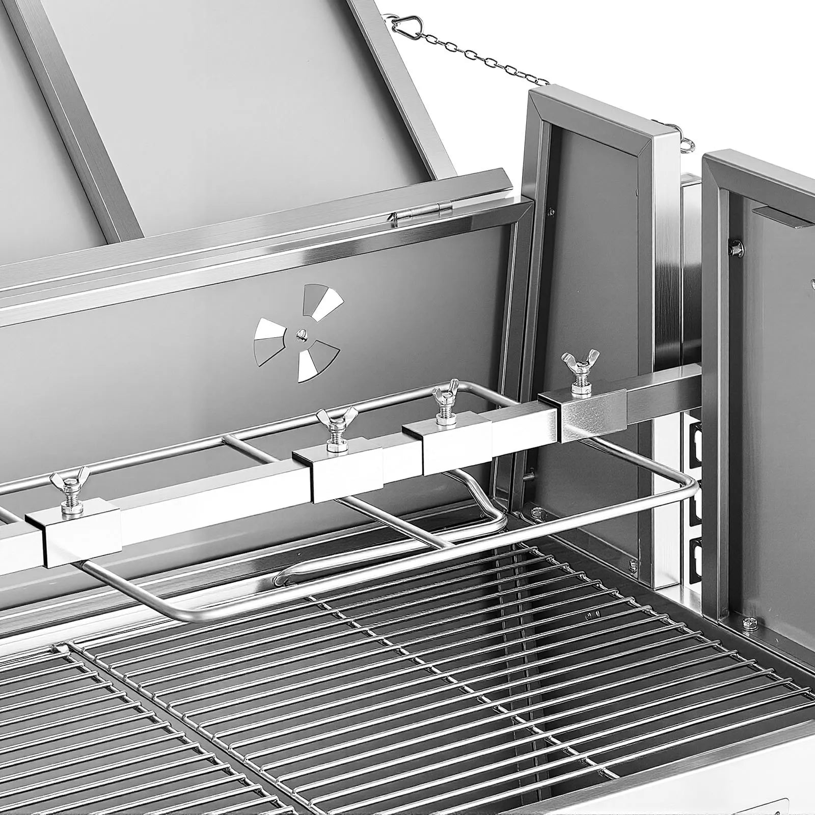 VEVOR Barbecue à Charbon Chargeant 60 kg, Barbecue Rôtissoire avec Roues Kit Tournebroche 38 W