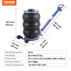 VEVOR Cric Pneumatique 5 tonnes Plage 140-470 mm Cric de Levage Pneumatique 0,8-1,0 MPa 3 Coussins d’Air Poignée Longue