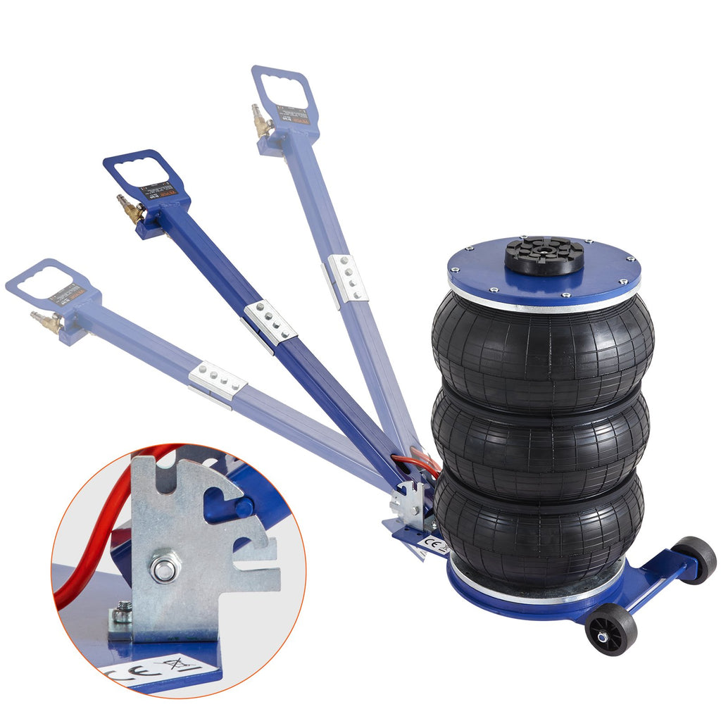 VEVOR Cric Pneumatique 5 tonnes Plage 140-470 mm Cric de Levage Pneumatique 0,8-1,0 MPa 3 Coussins d’Air Poignée Longue