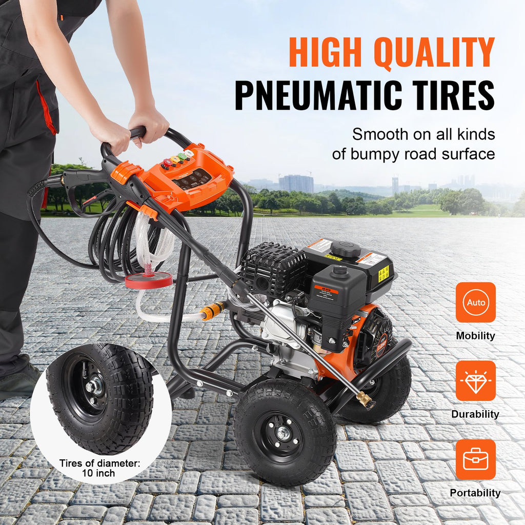 VEVOR Nettoyeur Haute Pression à Essence 3500 PSI 10 L/min Laveuse à Gaz