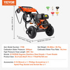 VEVOR Nettoyeur Haute Pression à Essence 3500 PSI 10 L/min Laveuse à Gaz