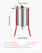 VEVOR Extracteur de Miel Manuel à 6 Cadres Centrifugeuse Séparateur Miel Acier Inox