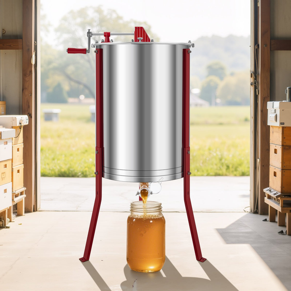 VEVOR Extracteur de Miel Manuel à 6 Cadres Centrifugeuse Séparateur Miel Acier Inox