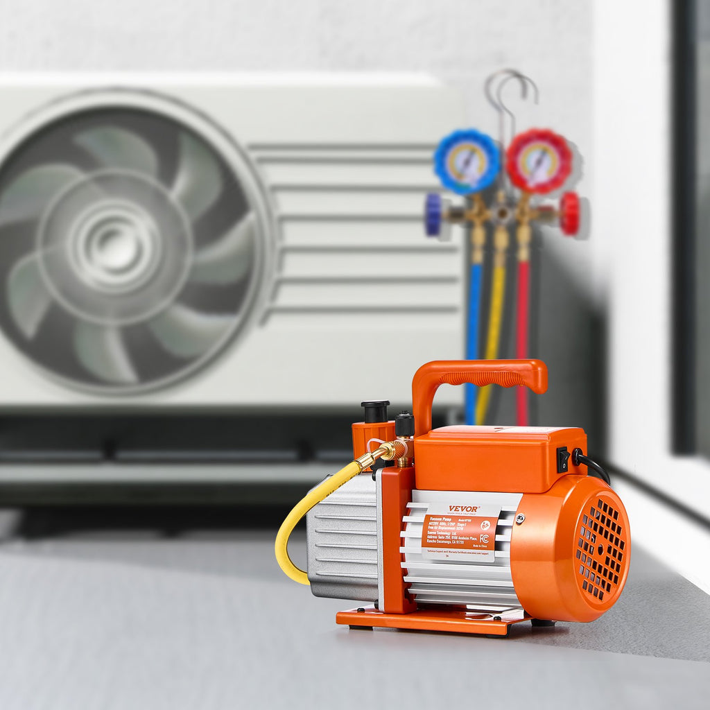 VEVOR Pompe à Vide Climatisation 141 L/min Pompe à Vide Frigoriste CVC 1 Étage 250 W