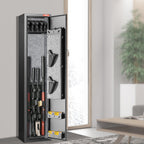 VEVOR Armoire à 5 Fusils, Coffre-Fort pour Armes à Feu 2 Façons de Verrouillage Empreinte Digitale et Clés