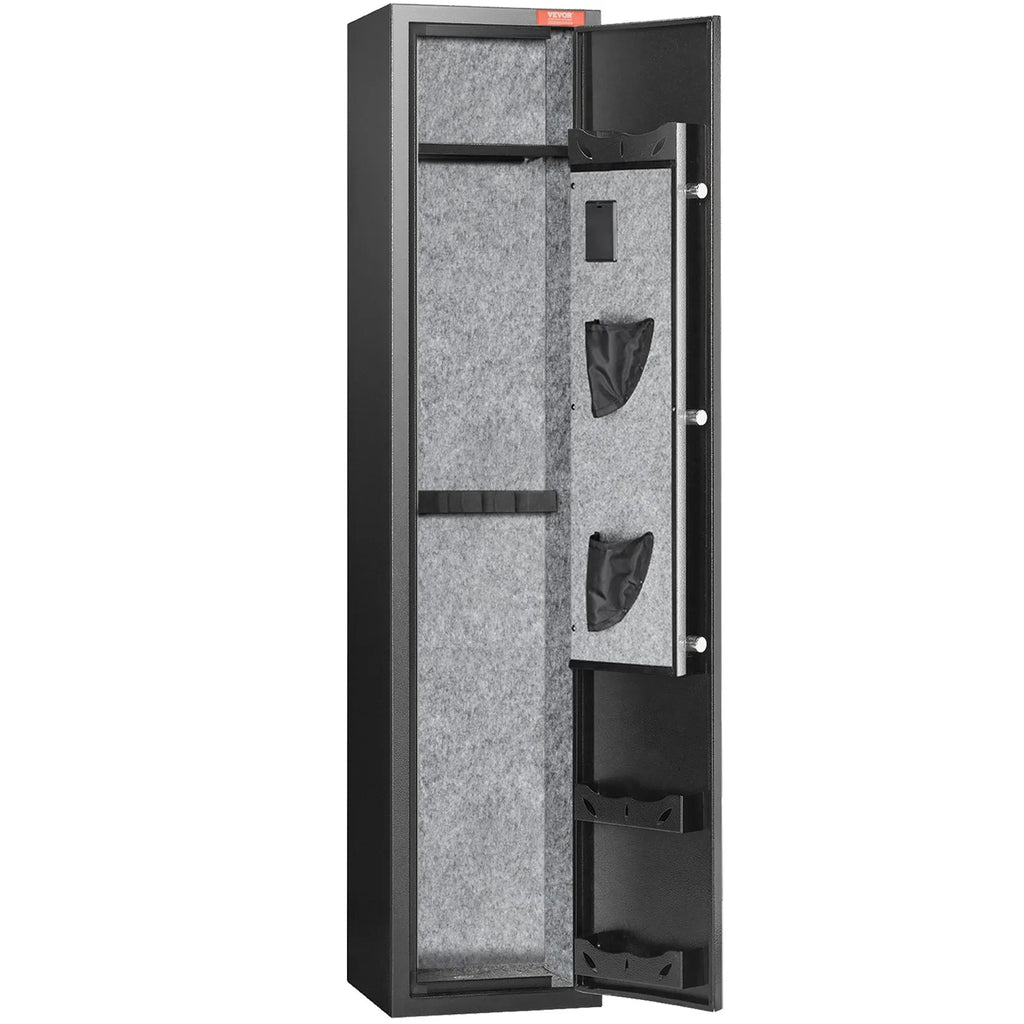 VEVOR Armoire à 5 Fusils, Coffre-Fort pour Armes à Feu 2 Façons de Verrouillage Empreinte Digitale et Clés