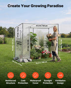 VEVOR Serre de Jardin à Toit Incliné 195x77x168 cm Bâche PE Porte Zippée