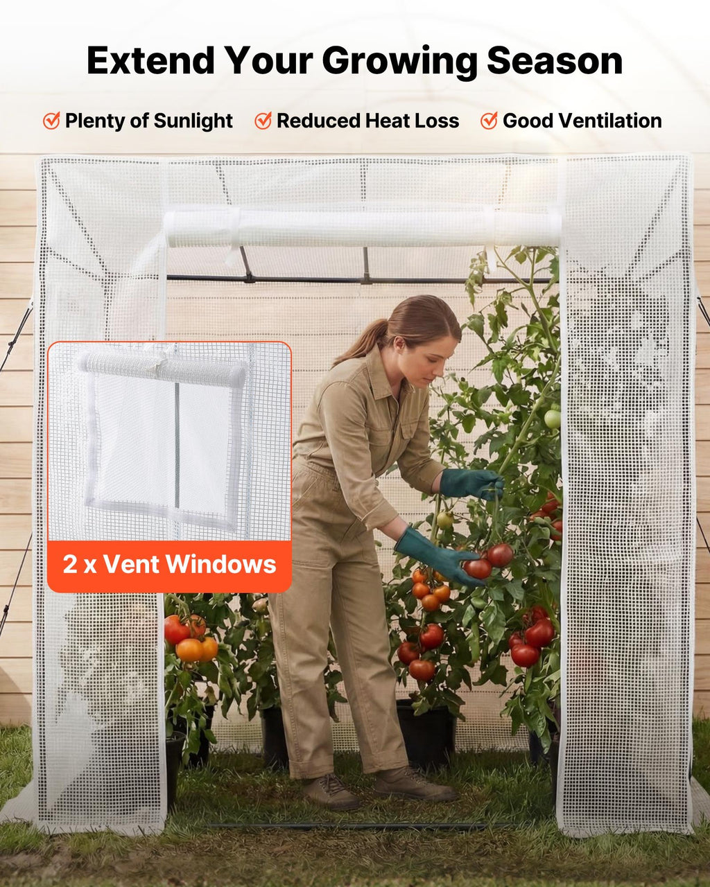VEVOR Serre de Jardin à Toit Incliné 195x77x168 cm Bâche PE Porte Zippée