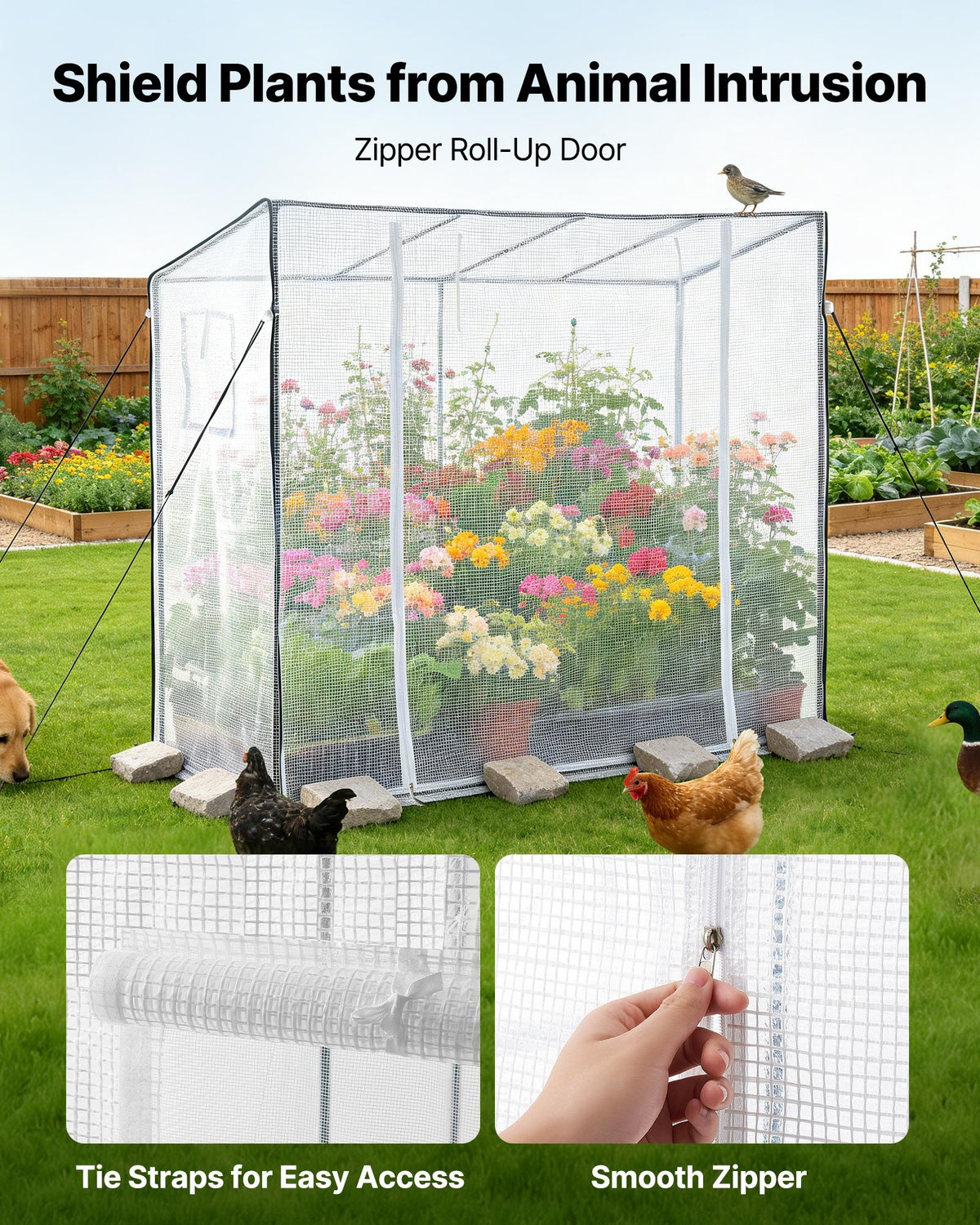VEVOR Serre de Jardin à Toit Incliné 195x77x168 cm Bâche PE Porte Zippée
