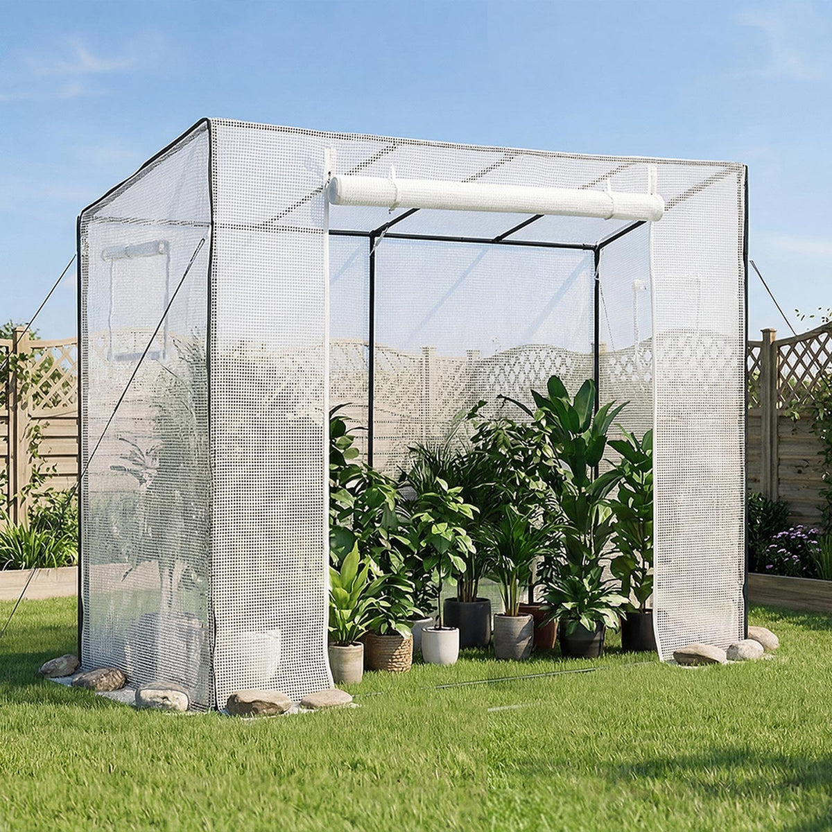 VEVOR Serre de Jardin à Toit Incliné 195x77x168 cm Bâche PE Porte Zippée