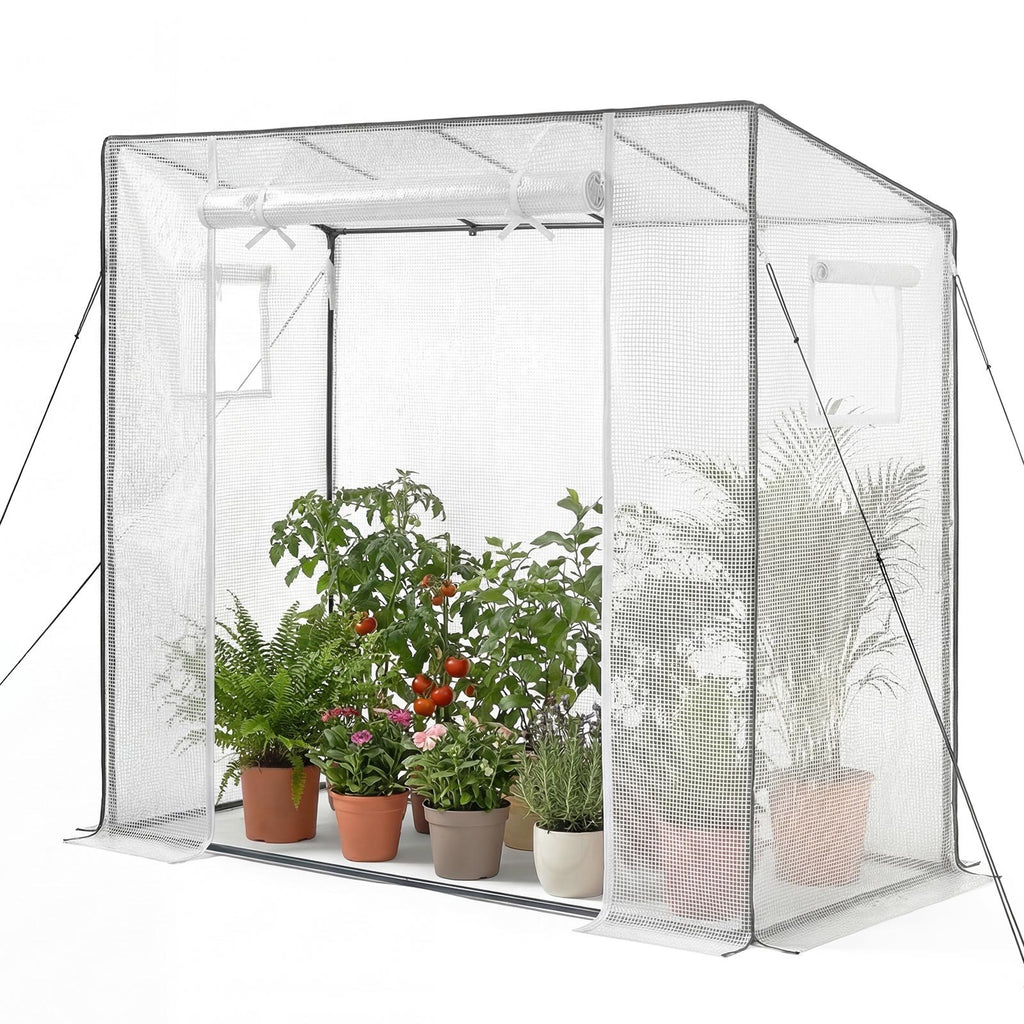 VEVOR Serre de Jardin à Toit Incliné 195x77x168 cm Bâche PE Porte Zippée